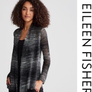 Eileen Fisher Open Front Mohair Blend Cardigan M